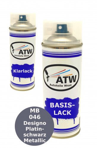 Autolack für Mercedes Benz 046 Designo Platinschwarz Metallic +400ml Klarlack Set